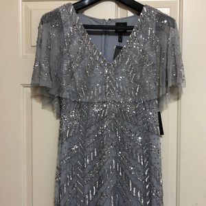 New Adrianna papell embroidery silver dress